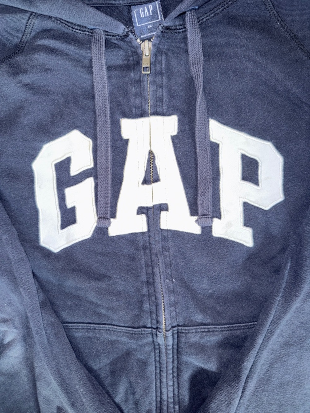 GAP Navy Hoodie with White Logo Sz XL - Picture 3 of 12